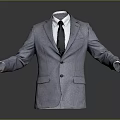 Gray Men's Classic Suit with White Shirt Black Tie Pockets and Cuffed Sleeves