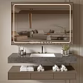 Modern Bathroom Cabinet Design With Lighted Mirror Sink Drawers Towels And Toiletries
