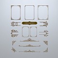 European-style window grilles silhouette pane window sill border openwork window edge strip 3d model