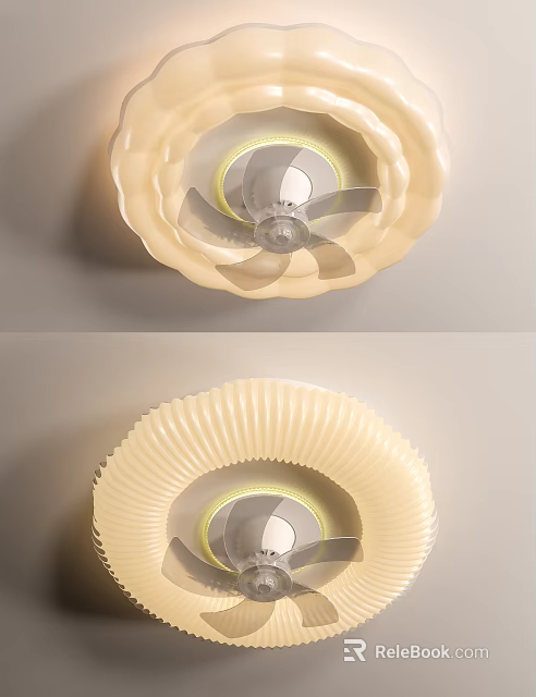 Sleek Beige Air Cooler Fan With Retractable Corrugated Structure And Circular Blades 3d model 