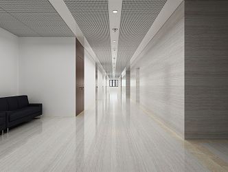 Modern Aisle Office Building Aisle Office Aisle Corridor Punched Aluminum veneer Ceiling Fire sprinkler head Smoke sensation 3d model