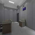 Security Monitoring Room With Gray Acoustic Walls Dual Monitor Screens And Office Desk Chair
