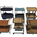 Versatile Wooden And Metal Trolley Designs With Multi Tiered Shelves And Wheels