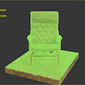 Elegant Orange Leather Tufted Diamond Pattern Armchair On Wooden Platform 3d model