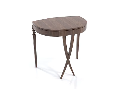 Elegant Classic Walnut Wooden Desk With Oval Top And Crossed Legs Design 3d model