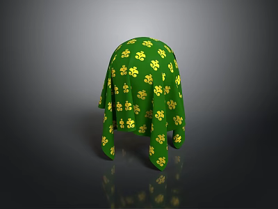 Stylish Green Cloak With Yellow Clover Patterns Fashionable Clothing Piece 3d model