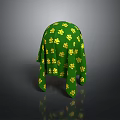 Stylish Green Cloak With Yellow Clover Patterns Fashionable Clothing Piece