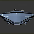 Futuristic Blue Star Shaped Spaceship Model With Robic Label And Detailed Design