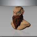 Muscular Male Character Bust With Bald Head Blue Eyes Long Red Beard And Shirtless Torso