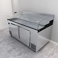 Stainless Steel Refrigerator Freezer With Glass Display Lid Double Doors In Indoor Setting With Window