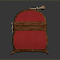 Red And Black Clothing Storage Trunk With Wooden Handle And Clasp