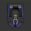 Blue Go-Kart Featuring Flame Design Black Seat And Visible Frame Structure 3d model