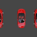 Three Red Sports Cars Lined Up In A Row Against Gray Background