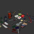 Retro Adventure Themed Playground Equipment With Vintage Kerosene Lamp Compass And First Aid Kit
