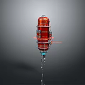 Red Multi layered Industrial Mechanical Structure with Vertical Column and Blue Metallic Details