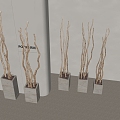 Natural Dried Branch Potted Plant Dried Flower Vine Potted Landscape 3d model