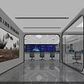 Modern Conference Room Interior Design With Circular Ceiling Green Plants Office Desks And Comfortable Chairs