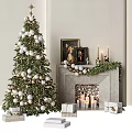 Christmas Tree Made Of Building Blocks With Ornaments Fireplace And Gift Boxes