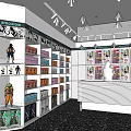 Vibrant Store Interior With Comics Action Figures On Shelves And Staff At Counter