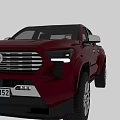 Red Toyota Tacoma Pickup Truck With Front Grille LED Headlights And Rear Cargo Bed