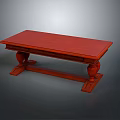 Traditional Wooden Red Long Table With Carved Decorative Legs Design