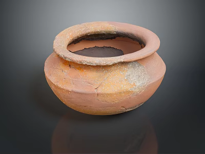 Ancient Clay Sculpture Featuring Rustic Orange Hue Cracked Texture And Textured Surface 3d model