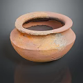 Ancient Clay Sculpture Featuring Rustic Orange Hue Cracked Texture And Textured Surface 3d model