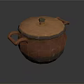 Hand Carved Terracotta Sculpture Clay Pot With Lid And Two Handles