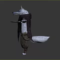 3D Wolf Headed Fantasy Game Movie Character Wearing Purple Cloak Holding Plates