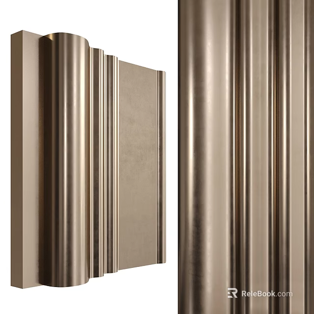Elegant Modern Background Wall With Vertical Metal Stripes And Textured Surface Design 3d model 