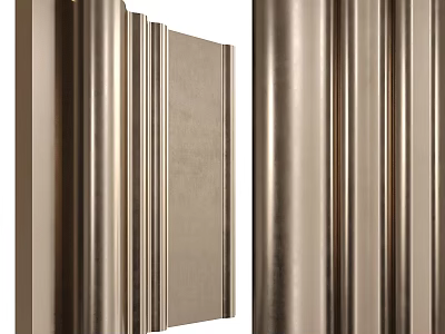 Elegant Modern Background Wall With Vertical Metal Stripes And Textured Surface Design 3d model