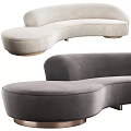 Modern Curved Velvet Sectional Sofa In Beige And Gray Upholstery For Living Room
