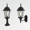 Black Outdoor Lights With Metal Frame Glass Shade Post And Wall Mount Design