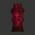 Red Rusty Fire Hydrant With Peeling Paint In Urban Architectural Environment