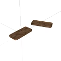 Two Brown Wooden Rectangular Trays With Textured Surface On White Background 3d model