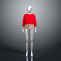 Silver Mannequin Wearing Red Top And Beige Bottom For Fashion