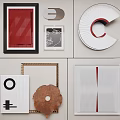 Modern Wall Decorations With Geometric Frames Circular Designs And Abstract Patterns 3d model