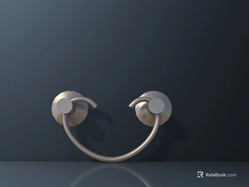 Modern Silver Metal Handle With Circular Base For Furniture And Doors 3d model 