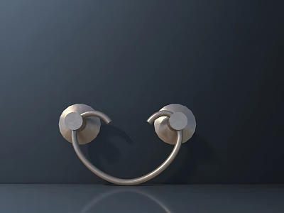 Modern Silver Metal Handle With Circular Base For Furniture And Doors 3d model