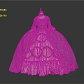 Vintage Pink And White Court Gown With Lace Trim Fluffy Skirt And Exquisite Details