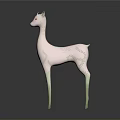 Pink Deer Figurine With Green Patterns And Legs On Dark Background With Reflection