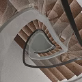 Modern Spiral Staircase Interior Design With Wooden Steps And Glass Railings
