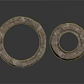Two Wood Stone Circular Rings With Natural Textured Surface For Home Decor