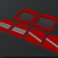 Red Square Kitchen Mats With Various Grid And Striped Patterns