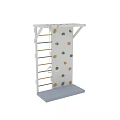 Outdoor Playground Play Equipment With Climbing Wall Ladder Rungs Gymnastic Rings And Wooden Platform