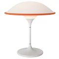 Modern White Desk Lamp With Black Trim Sleek Stem And Round Base