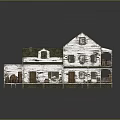 Cartoon Scene Of Old House With Green Mossy Roof White Weathered Walls Porch And Steps