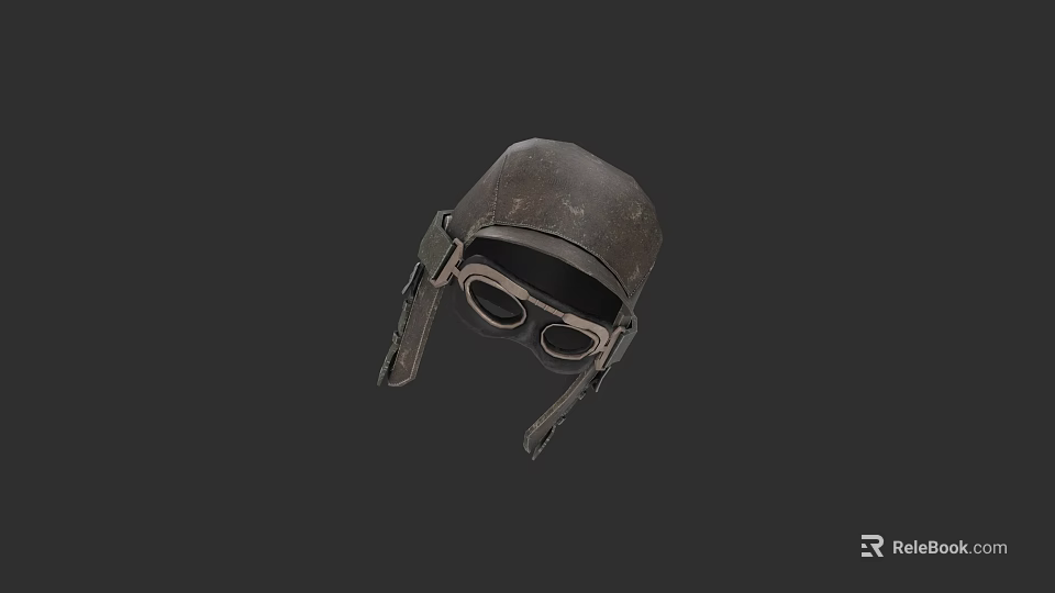 Vintage Leather Hat With Protective Goggles And Adjustable Straps Design 3d model 