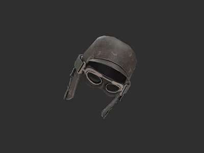 Vintage Leather Hat With Protective Goggles And Adjustable Straps Design 3d model