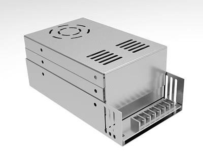 Industrial Metal Enclosure with Heat Dissipation Holes and Mounting Bracket Design 3d model